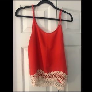 Coral tank with chunky lace trim